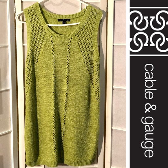 Cable & Gauge Sweaters - Cable & Gauge Tape Yarn Pointelle Sleeveless